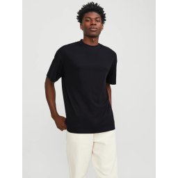 Jack & Jones, Tricou simplu, barbati cu decolteu la baza gatului, Negru (SELECTATI MARIMEA: XL)