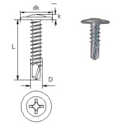 Surub autoforant cu cap plat si saiba