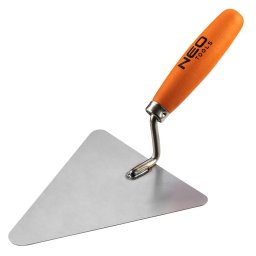 Mistrie profesionala NEO Tools pentru zidarie, forma triunghiulara, inox, maner lemn, 180 x 180 mm