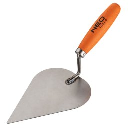 Mistrie profesionala NEO Tools pentru zidarie, forma inima, inox, maner lemn, 190 x 134 mm