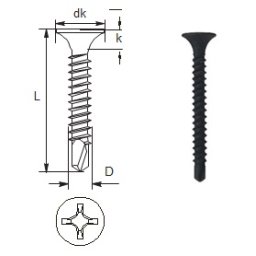 Surub autoforant pentru gips-carton, Wkret-met, 3.5 x 45, cutie