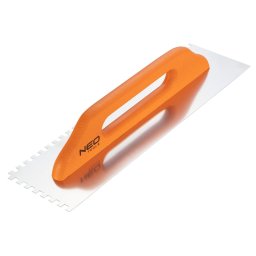 Gletiera profesionala NEO Tools cu zimti 8x8 mm, inox, maner lemn, 480 x 128 mm