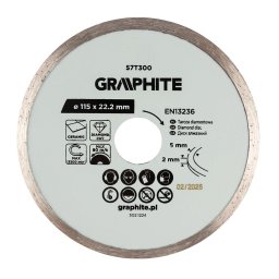 Disc diamantat continuu, taiere umeda, 115 x 22.2 mm