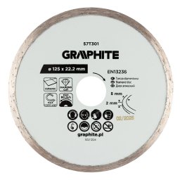 Disc diamantat continuu, taiere umeda 125 x 22.2 mm