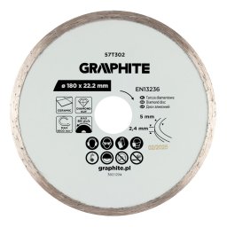 Disc diamantat continuu, taiere umeda 180 x 22.2 mm