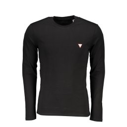 Tricou GUESS JEANS negru cu mânecă scurtă