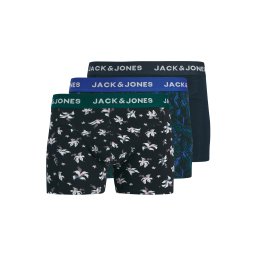 JACK & JONES Boxeri 'JACTODD FLOWER' albastru noapte / verde pin / negru / alb