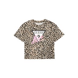 GUESS Tricou maro deschis / roz eozină / negru / alb