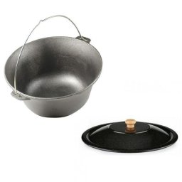 Set ceaun fonta cu capac emailat, 16 L, Premium