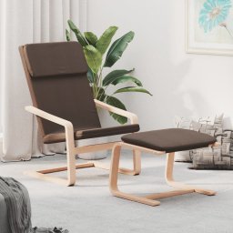 Scaun de relaxare cu taburet, maro închis, material textil GartenMobel Dekor