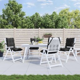 Perne scaun cu spatar mic, 4 buc., negru carouri, textil oxford GartenMobel Dekor