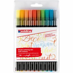 Set markere brush pen Edding 1340, 10 culori pastelate, varf flexibil, cerneala pe baza de apa