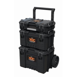 Set de cutii de scule pe roti 3 cutii, 111 L, 80kg, maner, roti, Negru