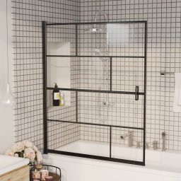 Gossi cabina de dus, negru, 116x140 cm, esg