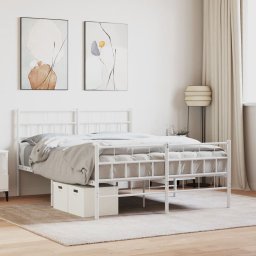 Gossi cadru de pat metalic cu tablie, alb, 135x190 cm