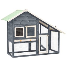 Gossi cusca iepuri, gri/alb,140 x 63 x 120 cm, lemn masiv de brad