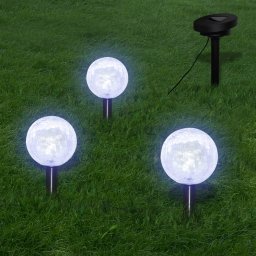 Gossi lampi solare gradina cu led, 3 buc., tarusi & panouri solare