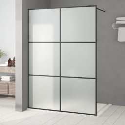 Gossi perete cabina dus walk-in negru 140x195 cm sticla esg mata