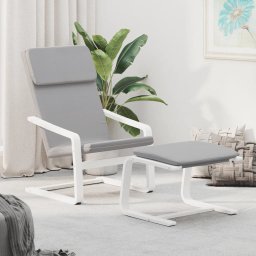 Gossi scaun de relaxare cu taburet, gri deschis, textil