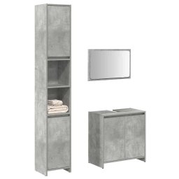 Gossi set mobilier de baie, 3 piese, gri beton, lemn compozit