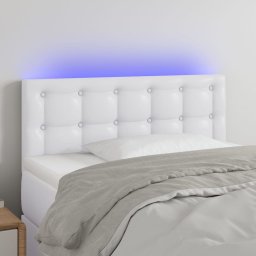 Gossi tablie de pat cu led, alb, 80x5x78/88 cm, piele ecologica