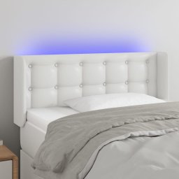 Gossi tablie de pat cu led, alb, 83x16x78/88 cm, piele ecologica