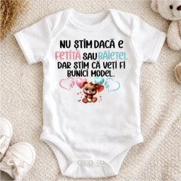 Body personalizat cu mesajul-Nu stim daca e fetita sau baietel, dar stim ca veti fi bunici model.