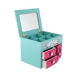 Cutie pentru bijuterii PRINCESS cu oglindă, roz/albastră