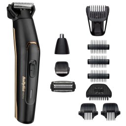 Aparat de tuns si ras BaByliss MT860E Carbon Titanium 11in1 Multi Trimmer, 11 Accesorii, 4 capete, Negru