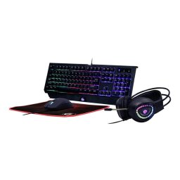 Set gaming tastatura, mouse, casti si mousepad Gembird GGS-UMGL4-01-DE, cu cablu, iluminat RGB, RU layout