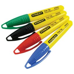 Stanley 1-47-329, 72 de markere mini cu varf subtire, negru, rosu, verde si albastru