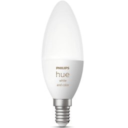 Bec LED RGB inteligent Philips Hue B39, Bluetooth, Zigbee, E14, 5.3W (25W), 470 lm, lumina alba si color
