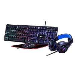 Set gaming tastatura, mouse, casti si mousepad Gembird GGS-UMGL4-02, cu cablu, iluminat RGB, EN layout