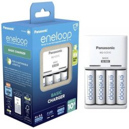 Incarcator Panasonic Eneloop Basic, include 4 x Eneloop R6 AA, 2000mA, K-KJ51MCD40E