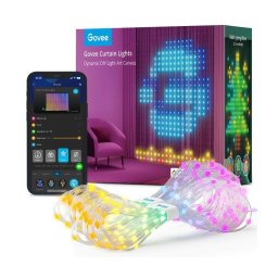 Perdea cu lumini LED RGBIC inteligenta Govee H70B1 Curtain Lights, Wi-Fi, Bluetooth, 25W, 5V, 520 LED-uri, control vocal, IP65, 1.5m×2m, clasa energetica G
