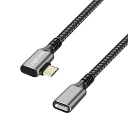 CABLU alimentare si date LOGILINK, pt. smartphone, USB Gen Type-C (M) la USB Type-C (T) la 90 grade, 0.5m, PD 100W, 2 x ecranat, aluminiu, Braiding, Negru-gri, "CUA0110