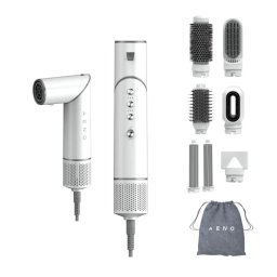 Uscator de par si aparat de coafat AENO HS1 AHS0001, 1200W, 4 viteze, 4 niveluri, 7 accesorii, Ionic, Alb