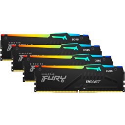 Kit Memorie RAM Kingston FURY Beast RGB, Capacitate 128GB DDR5 (4x32GB), Frecventa 5600MHz, CL40, Negru
