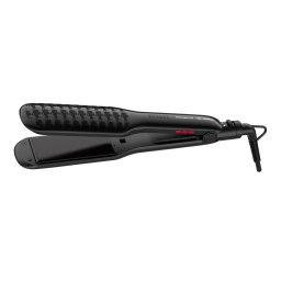 Placa de indreptat parul Rowenta x Karl Lagerfeld Extra Liss SF411LF0, temperatura ajustabila 130°C - 230°C, invelis Keratin & Glow, functie straight&curl, afisaj LED, varf rece, incalzire rapida in 30 secunde, negru