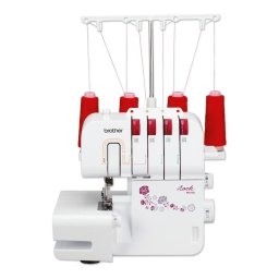 Masina de surfilat Brother M343D overlock, electro-mecanica, 1300 de impunsaturi pe minut, Alb/Rosu