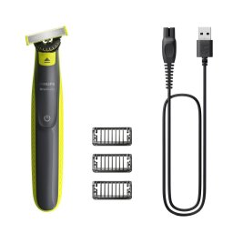 Aparat de ras Philips OneBlade QP2724/23, Rezistent la apa, lama 360, 3 piepteni, Autonomie 45 minute, Verde