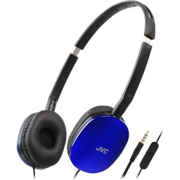 Casti compacte pliabile JVC HA-S160M-AU, Comutator microfon pornit/oprit, perfecte pentru telemunca si seminarii online, Albastru