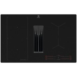 Plita inductie cu hota integrata Electrolux ECC83443CZ, ComboHob FlexiBridge, Seria 600, 80 cm, Control touch, Booster (4 zone), Motor inverter, 2 Filtre de carbon si aluminiu incluse, 650 mc/h, Negru mat