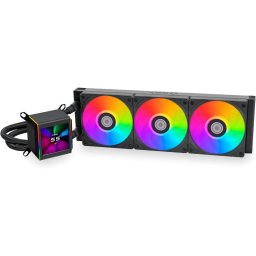Cooler procesor Lian Li Galahad II 360 LCD ARGB AIO, RGB LED, 3 x 120 mm, viteza 2450 RPM, Negru