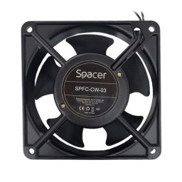 Ventilator Carcasa Spacer SPFC-CW-03, compatibil 1U,120 mm, viteza 1700 RPM, Negru
