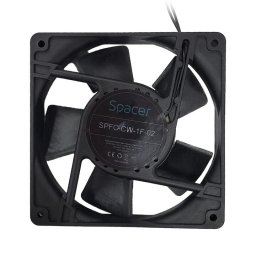 Ventilator Carcasa Spacer SPFC-CW-1F-02, 1U pentru rack 19 inch, 120 mm, viteza 2300 RPM, Negru