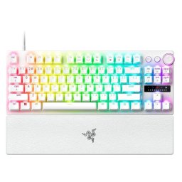 Tastatura Gaming Mecanica Razer Huntsman V3 Pro TKL 8KHz, USB Type-C, Chroma RGB, Switch-uri Optice Analog Gen 2, Layout US, Alb
