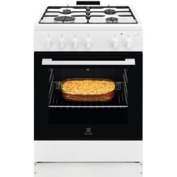 Aragaz Electrolux LKG604013W, Gaz, 4 arzatoare, Autocuratare Catalitica, Timer mecanic, Aprindere integrata plita si cuptor, Grill Electric, Rotisor, Iluminare cuptor, 60 cm, Alb