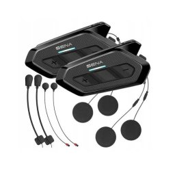 Sistem de comunicare pentru motocicleta, Sena SPIDER-RT1-01D, Microfon, Bluetooth, Distanta 2 km, Set Dublu, Negru