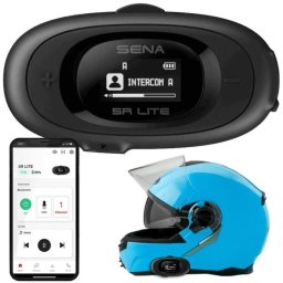 Sistem de comunicare pentru motociclete, SENA 5RLITE-01, Moto Intercom, Bluetooth 5.1, Suport 2 rideri, Raza de actiune 700 metri, HD Speakers, Single Pack, Negru